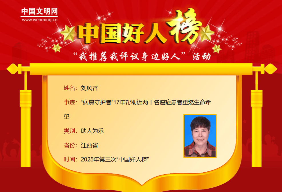 2025年第三次“中国好人榜”发布<strong></p>
<p>比特儿app</strong>，南昌刘风香上榜！